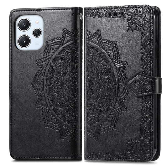 For Xiaomi Redmi 12 Mandala Flower Embossed Leather Phone Case(Black) by buy2fix