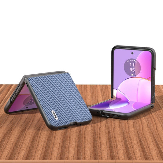 For Motorola Razr 40 ABELL Carbon Fiber Protective Phone Case(Sky Blue) by buy2fix