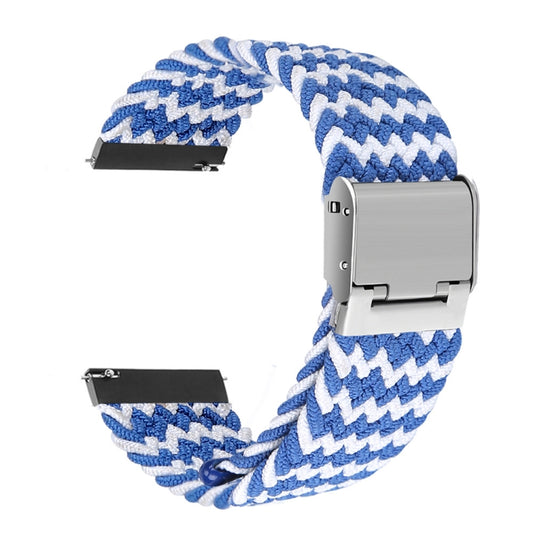 For Huawei Watch 4 / 4 Pro Nylon Braided Metal Buckle Watch Band(W Blue White) - Watch Bands by buy2fix | Online Shopping UK | buy2fix