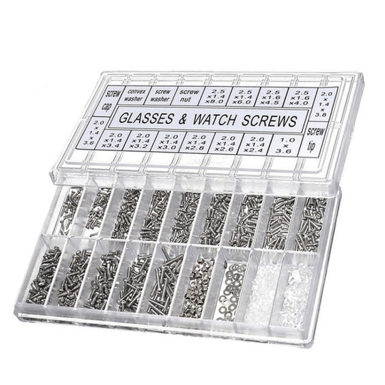 Jeu de vis de réparation de lunettes de montre, boîte de 1000 pièces