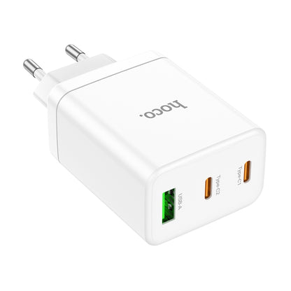 hoco N33 Start PD35W Dual Type-C + USB 3-port Charger, EU Plug(White) - USB Charger by hoco | Online Shopping UK | buy2fix