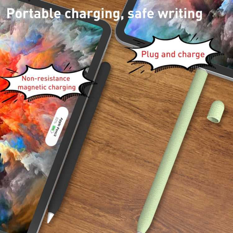 For Apple Pencil 2 LOVE MEI Frosted Leather Texture Silicone Protective Pen Case(Green) - Pencil Accessories by LOVE MEI | Online Shopping UK | buy2fix