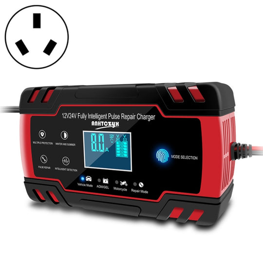 ANHTCzyx 12V 8A / 24V 4A Kfz-Batterieladegerät Motorradbatterie-Reparaturtyp AGM (AU-Stecker)