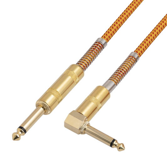 TC048GFY Gold-plating 6.35mm Male Straight to Elbow Audio Cable for Electric Guitar Drum, Length: 3m by buy2fix