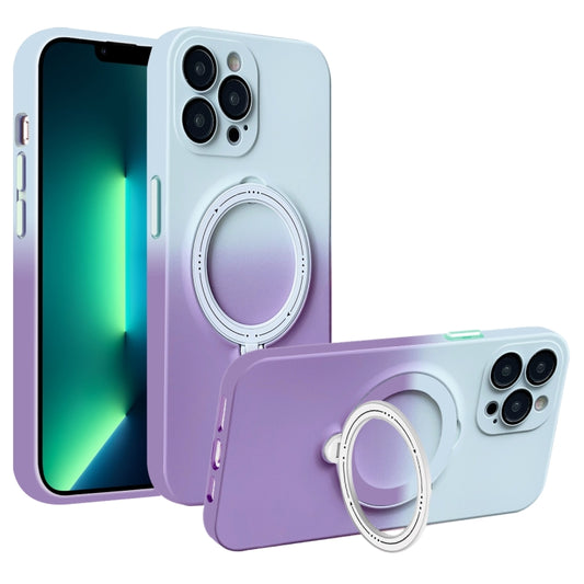 For iPhone 13 Pro MagSafe Holder Gradient TPU Phone Case(Gray Purple) - iPhone 13 Pro Cases by buy2fix | Online Shopping UK | buy2fix