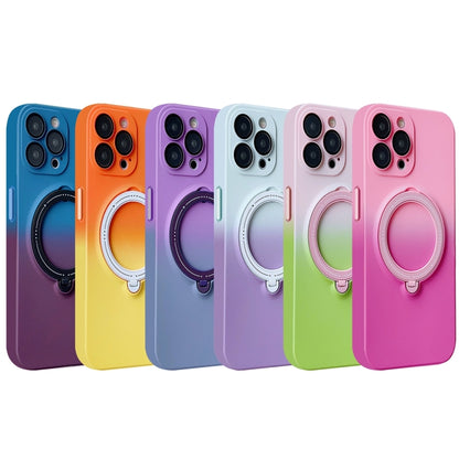 For iPhone 12 Gradient TPU MagSafe Holder Phone Case(Gray Purple) by buy2fix