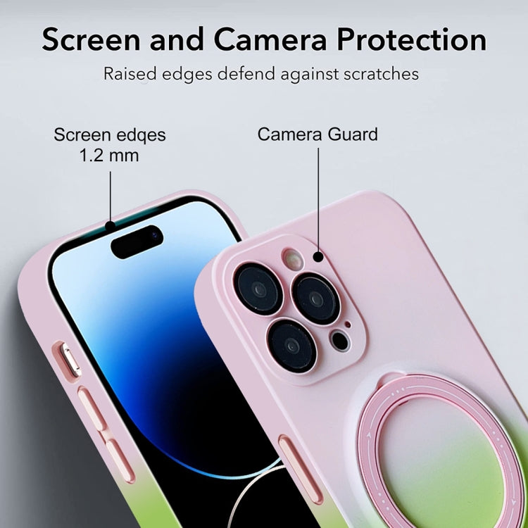 For iPhone 12 Pro Gradient TPU MagSafe Holder Phone Case(Gray Purple) by buy2fix