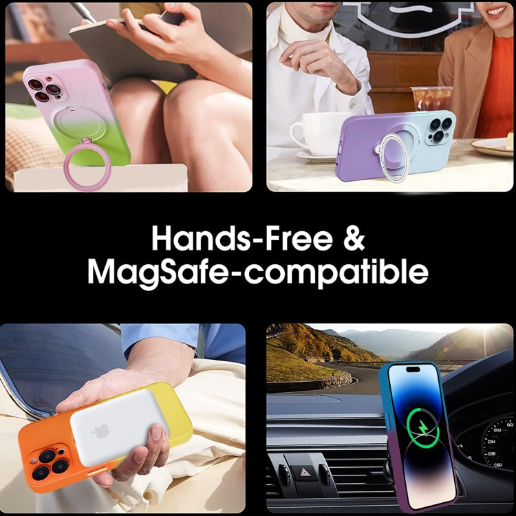 For iPhone 12 Pro Max Gradient TPU MagSafe Holder Phone Case(Pink Red) by buy2fix