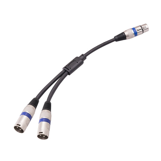 2055YMMF-05 XLR 3pin Female to Dual Male Audio Cable, Length: 50cm(Black+Blue) by buy2fix