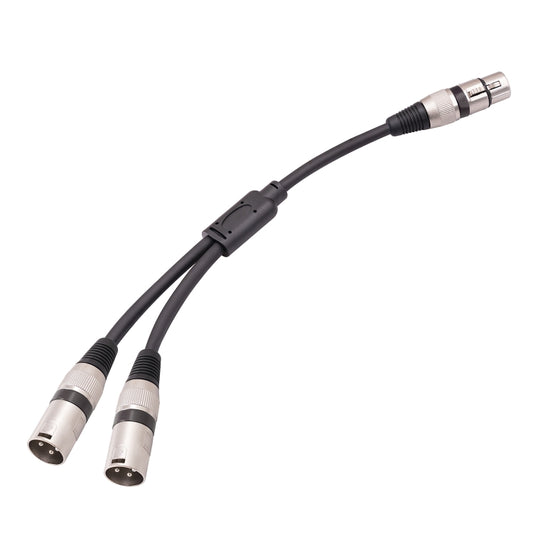 2055YMMF-05 XLR 3pin Female to Dual Male Audio Cable, Length: 50cm(Black) by buy2fix
