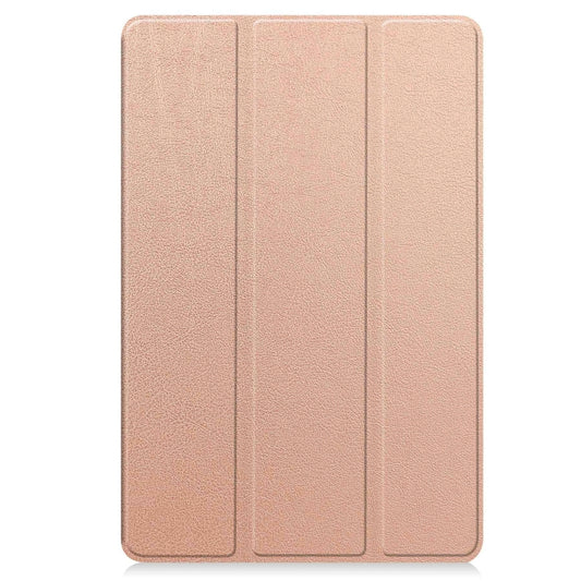 For Google Pixel Tablet Custer Pure Color 3-Fold Holder Smart Leather Tablet Case(Rose Gold) by buy2fix
