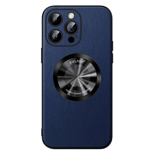 Pour iPhone 15 Pro Max SULADA Étui de téléphone magnétique MagSafe en cuir microfibre (bleu)