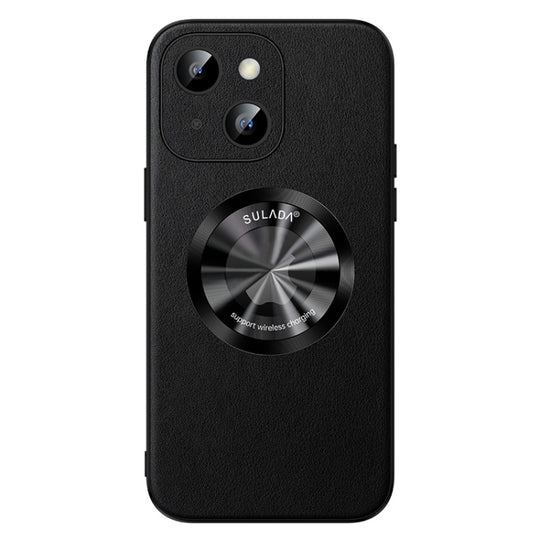 For iPhone 14 SULADA Microfiber Leather MagSafe Magnetic Phone Case(Black)