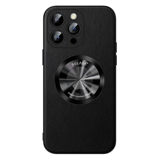 For iPhone 14 Pro SULADA Microfiber Leather MagSafe Magnetic Phone Case(Black)