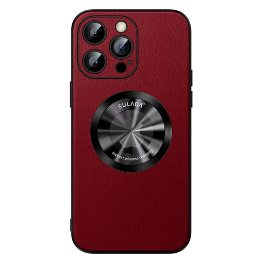For iPhone 14 Pro SULADA Microfiber Leather MagSafe Magnetic Phone Case(Red)
