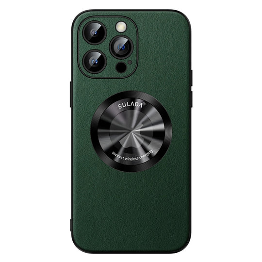 For iPhone 13 Pro Max SULADA Microfiber Leather MagSafe Magnetic Phone Case(Green)