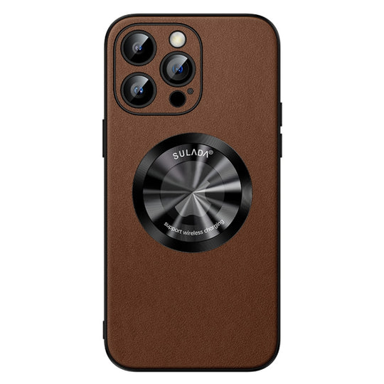 For iPhone 13 Pro Max SULADA Microfiber Leather MagSafe Magnetic Phone Case(Brown)