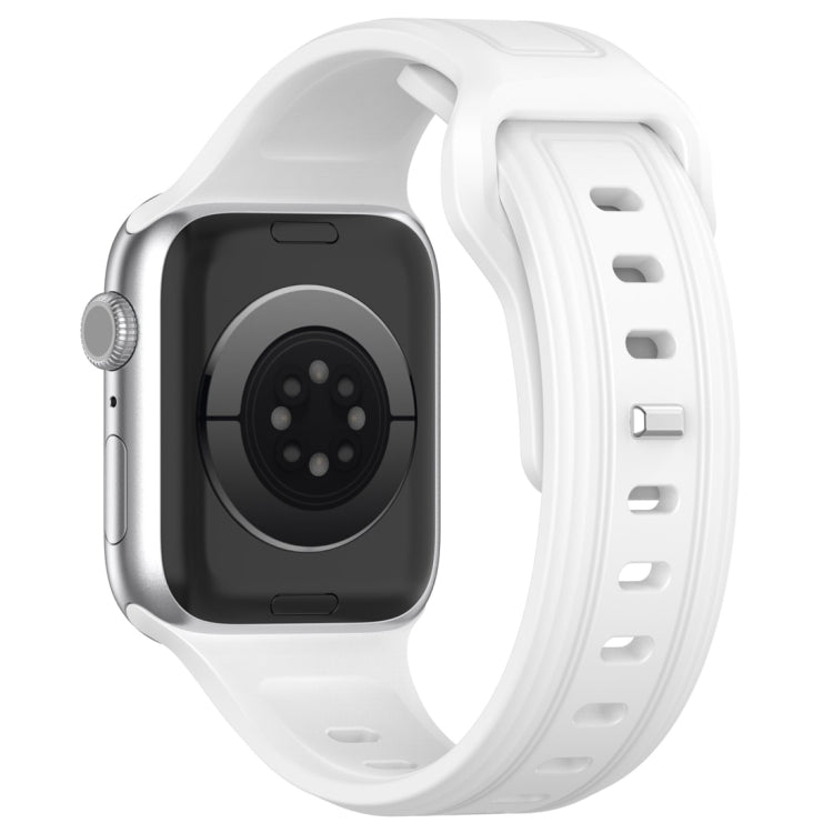 For Apple Watch 6 44mm Square Buckle Silicone Watch Band(White) by buy2fix
