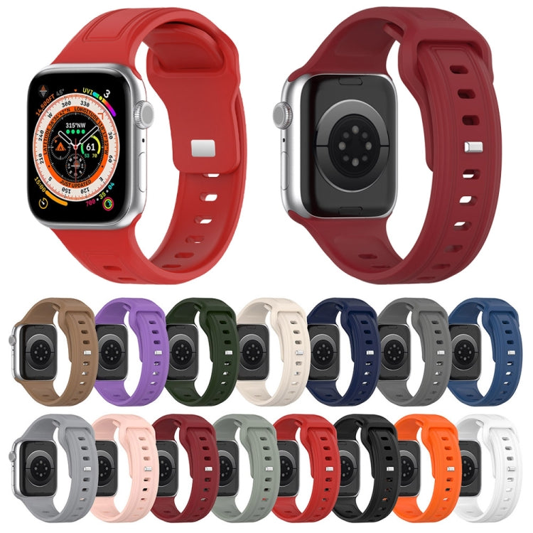 For Apple Watch 6 44mm Square Buckle Silicone Watch Band(White) by buy2fix
