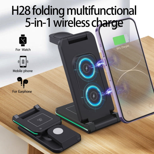 H28 15W 5 in 1 Folding Multifunctional Wireless Charger(Black) by buy2fix