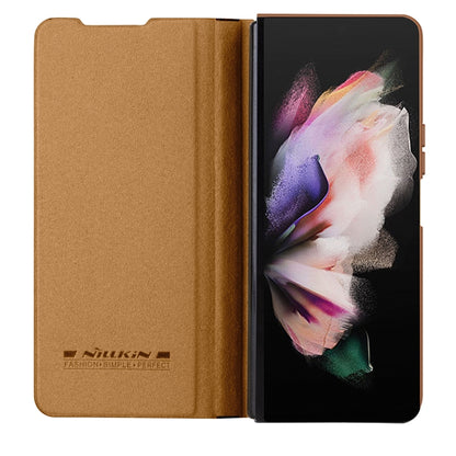 For Samsung Galaxy Z Fold5 NILLKIN QIN Series Pro Sliding Camera Cover Design Leather Phone Case(Brown) - Galaxy Z Fold5 Cases by NILLKIN | Online Shopping UK | buy2fix