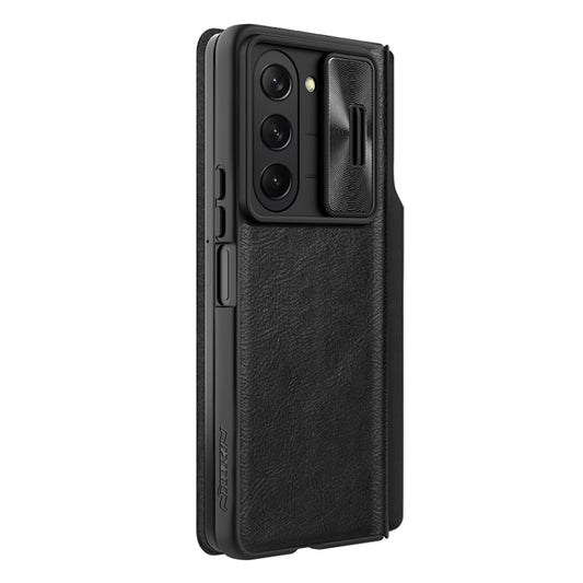 For Samsung Galaxy Z Fold5 NILLKIN QIN Series Pro Sliding Camera Cover Design Leather Phone Case(Black) by NILLKIN