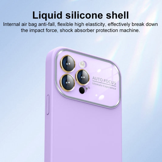 For iPhone 14 Pro Max Liquid Silicone Large Glass Window Phone Case(White) by buy2fix