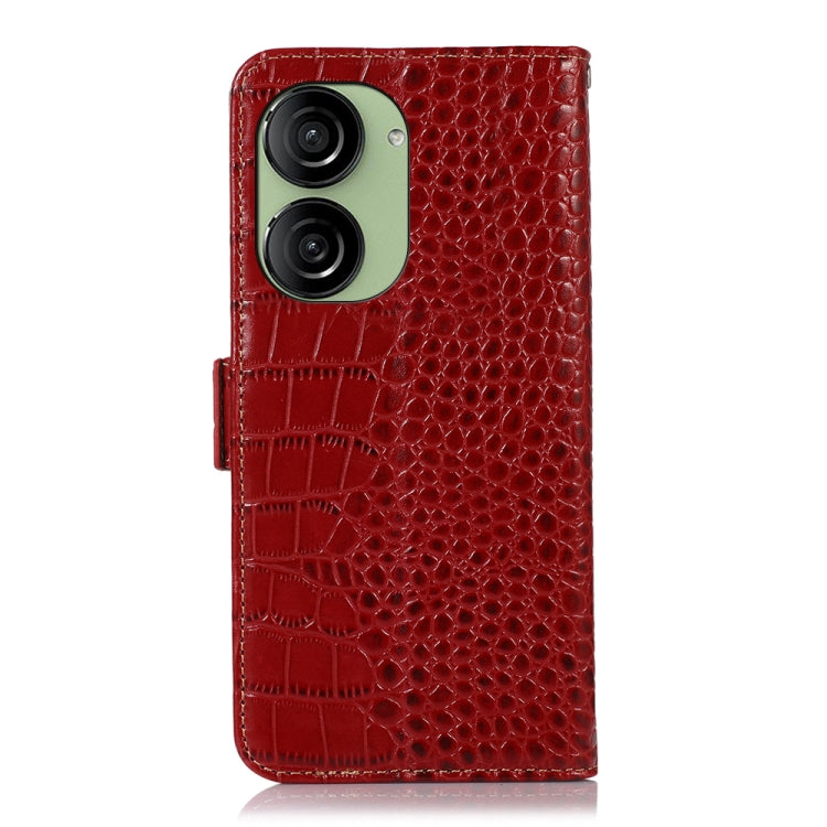 For Asus ZenFone 10 / ZenFone 9  Crocodile Top Layer Cowhide Leather Phone Case(Red) - ASUS Cases by buy2fix | Online Shopping UK | buy2fix