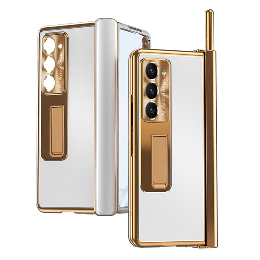 For Samsung Galaxy Z Fold5 Aluminum Alloy Double Hinge Shockproof Phone Protective Case(Silver Gold) - Galaxy Z Fold5 Cases by buy2fix | Online Shopping UK | buy2fix