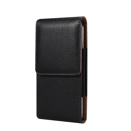 For 6.7-6.9 inch Phone Litchi Texture Iron Clip Back Buckle Waist-mounted Phone Case Vertical Plate(Black) by buy2fix