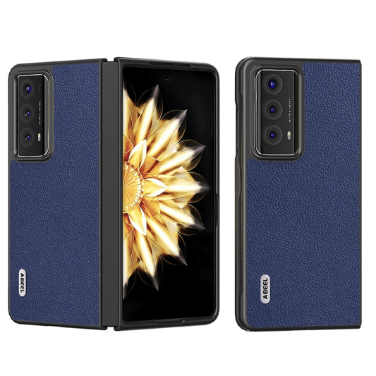For Honor Magic V2 ABEEL Black Edge Genuine Leather Mino Phone Case(Royal Blue) - Honor Cases by buy2fix | Online Shopping UK | buy2fix