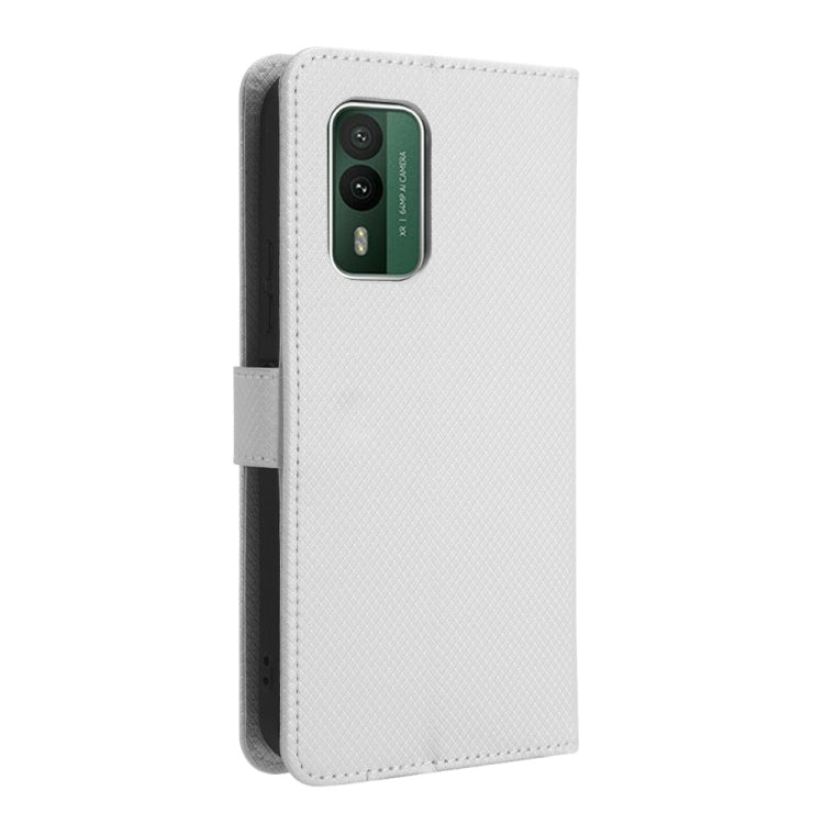 For Nokia XR21 Diamond Texture Leather Phone Case(White) - Nokia Cases by buy2fix | Online Shopping UK | buy2fix