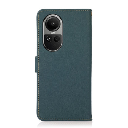 For OPPO Reno10 Global / 10 Pro Global KHAZNEH Custer Texture RFID Genuine Leather Phone Case(Green) - OnePlus Cases by buy2fix | Online Shopping UK | buy2fix