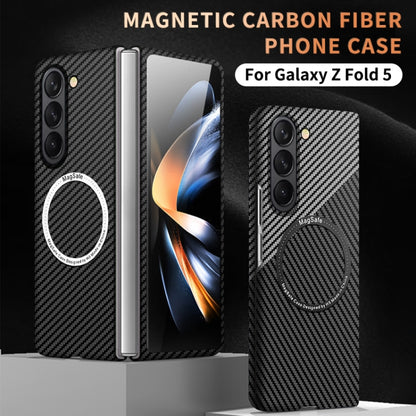 For Samsung Galaxy Z Fold5 Carbon Fiber Texture MagSafe Magnetic Phone Case(Green) - Galaxy Z Fold5 Cases by buy2fix | Online Shopping UK | buy2fix