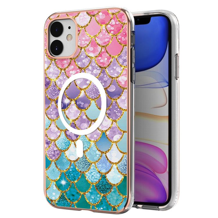 For iPhone 11 Marble Pattern Dual-side IMD Magsafe TPU Phone Case(Colorful Scales) by buy2fix