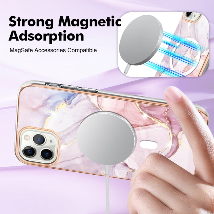 For iPhone 11 Pro Marble Pattern Dual-side IMD Magsafe TPU Phone Case(Rose Gold 005) - iPhone 11 Pro Cases by buy2fix | Online Shopping UK | buy2fix