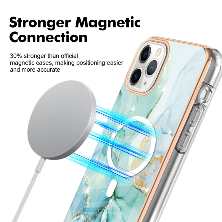 For iPhone 11 Pro Max Marble Pattern Dual-side IMD Magsafe TPU Phone Case(Green 003) - iPhone 11 Pro Max Cases by buy2fix | Online Shopping UK | buy2fix