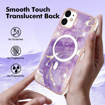 For iPhone 12 / 12 Pro Marble Pattern Dual-side IMD Magsafe TPU Phone Case(Purple 002) - iPhone 12 / 12 Pro Cases by buy2fix | Online Shopping UK | buy2fix