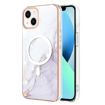 For iPhone 14 Marble Pattern Dual-side IMD Magsafe TPU Phone Case(White 006) - iPhone 14 Cases by buy2fix | Online Shopping UK | buy2fix