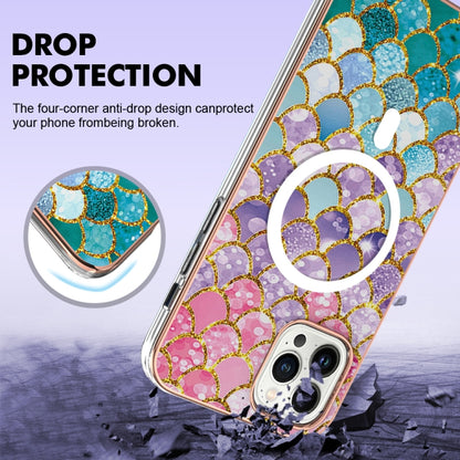 For iPhone 14 Pro Max Marble Pattern Dual-side IMD Magsafe TPU Phone Case(Colorful Scales) - iPhone 14 Pro Max Cases by buy2fix | Online Shopping UK | buy2fix