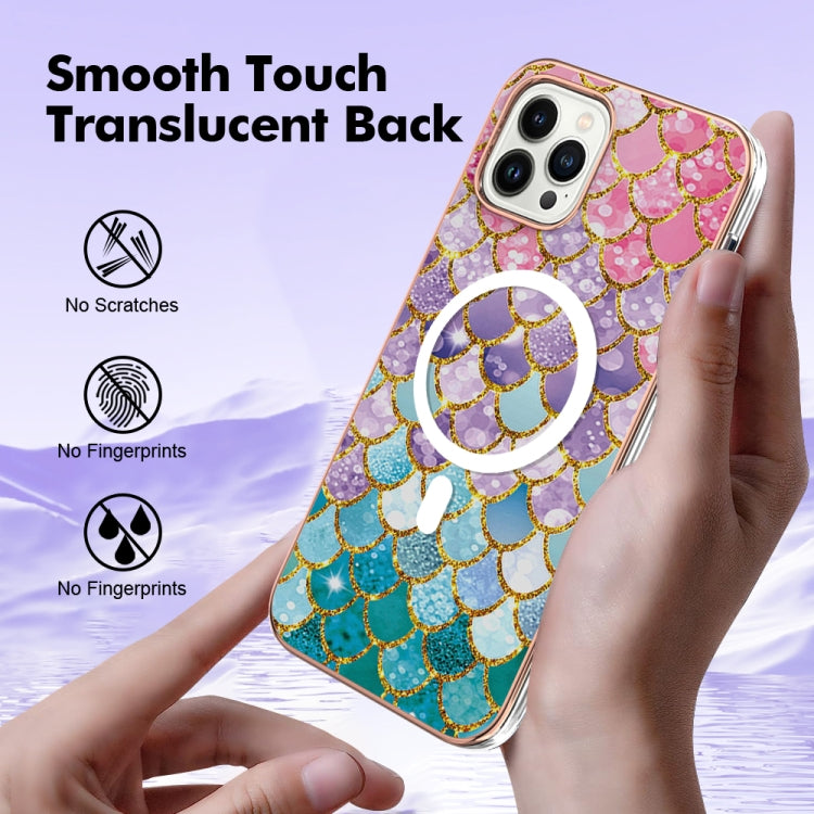 For iPhone 14 Pro Max Marble Pattern Dual-side IMD Magsafe TPU Phone Case(Colorful Scales) - iPhone 14 Pro Max Cases by buy2fix | Online Shopping UK | buy2fix
