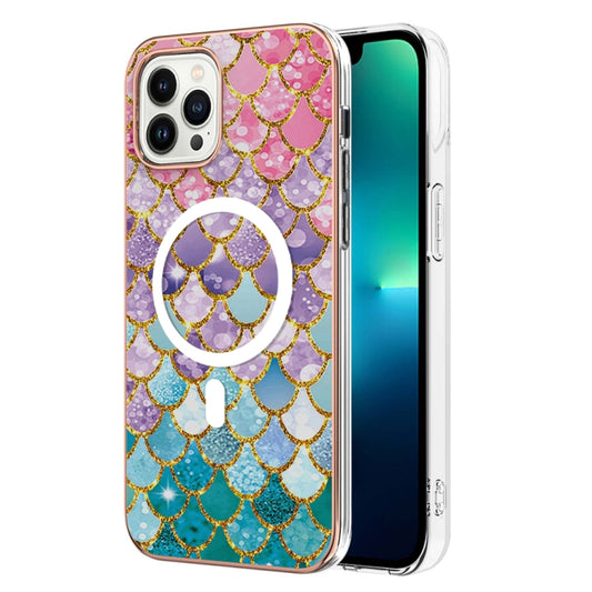 For iPhone 15 Pro Marble Pattern Dual-side IMD Magsafe TPU Phone Case(Colorful Scales) - iPhone 15 Pro Cases by buy2fix | Online Shopping UK | buy2fix