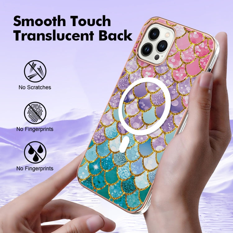 For iPhone 15 Pro Marble Pattern Dual-side IMD Magsafe TPU Phone Case(Colorful Scales) - iPhone 15 Pro Cases by buy2fix | Online Shopping UK | buy2fix