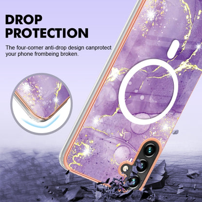 For Samsung Galaxy A34 5G Marble Pattern Dual-side IMD Magsafe TPU Phone Case(Purple 002) - Galaxy Phone Cases by buy2fix | Online Shopping UK | buy2fix