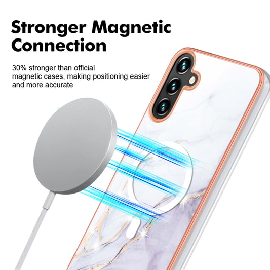 For Samsung Galaxy A34 5G Marble Pattern Dual-side IMD Magsafe TPU Phone Case(White 006) by buy2fix