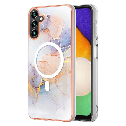 For Samsung Galaxy A34 5G Marble Pattern Dual-side IMD Magsafe TPU Phone Case(White Marble) - Galaxy Phone Cases by buy2fix | Online Shopping UK | buy2fix