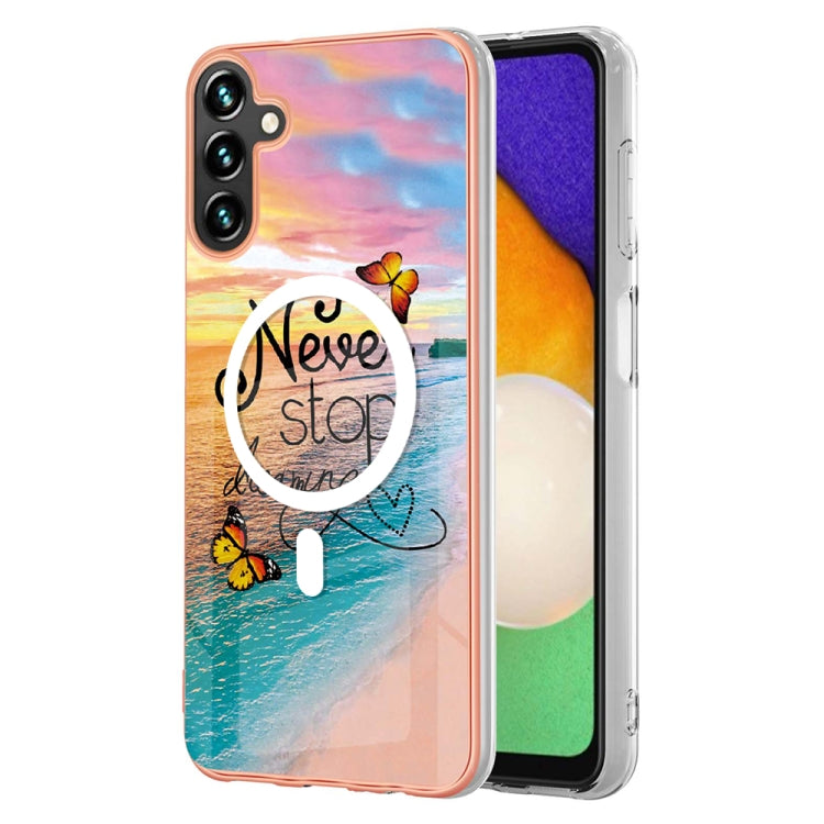 For Samsung Galaxy A34 5G Marble Pattern Dual-side IMD Magsafe TPU Phone Case(Dream Butterfly) - Galaxy Phone Cases by buy2fix | Online Shopping UK | buy2fix