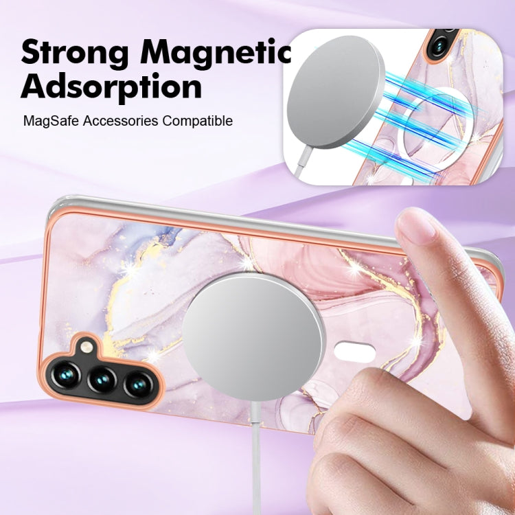 For Samsung Galaxy A54 5G Marble Pattern Dual-side IMD Magsafe TPU Phone Case(Rose Gold 005) - Galaxy Phone Cases by buy2fix | Online Shopping UK | buy2fix