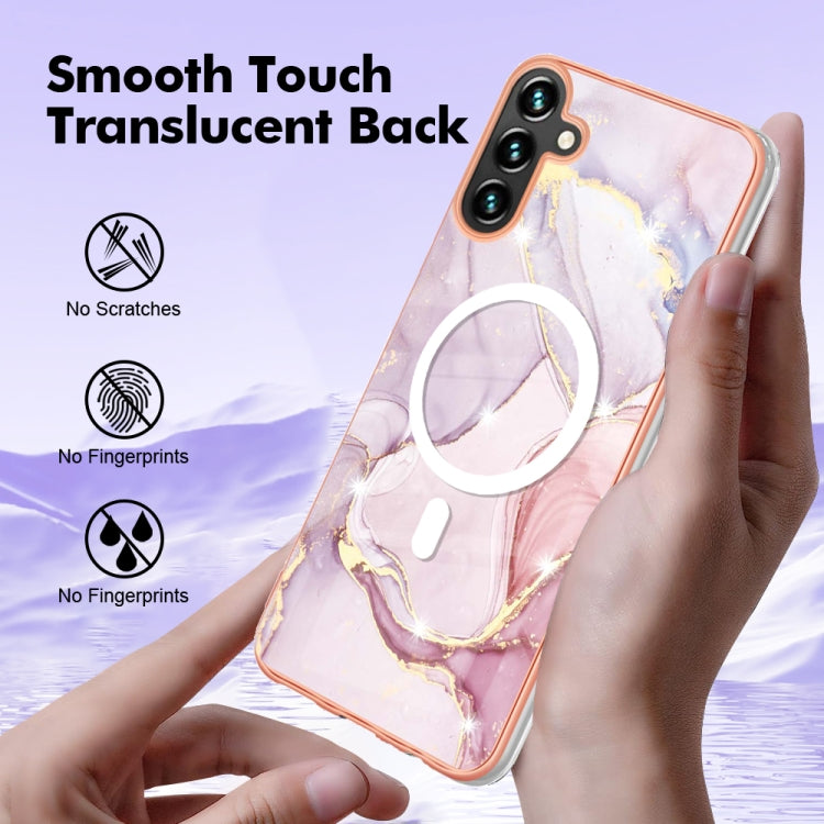 For Samsung Galaxy A54 5G Marble Pattern Dual-side IMD Magsafe TPU Phone Case(Rose Gold 005) - Galaxy Phone Cases by buy2fix | Online Shopping UK | buy2fix