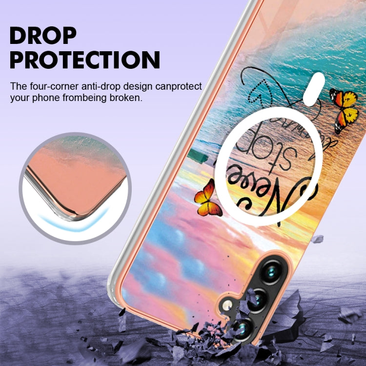 For Samsung Galaxy A54 5G Marble Pattern Dual-side IMD Magsafe TPU Phone Case(Dream Butterfly) - Galaxy Phone Cases by buy2fix | Online Shopping UK | buy2fix